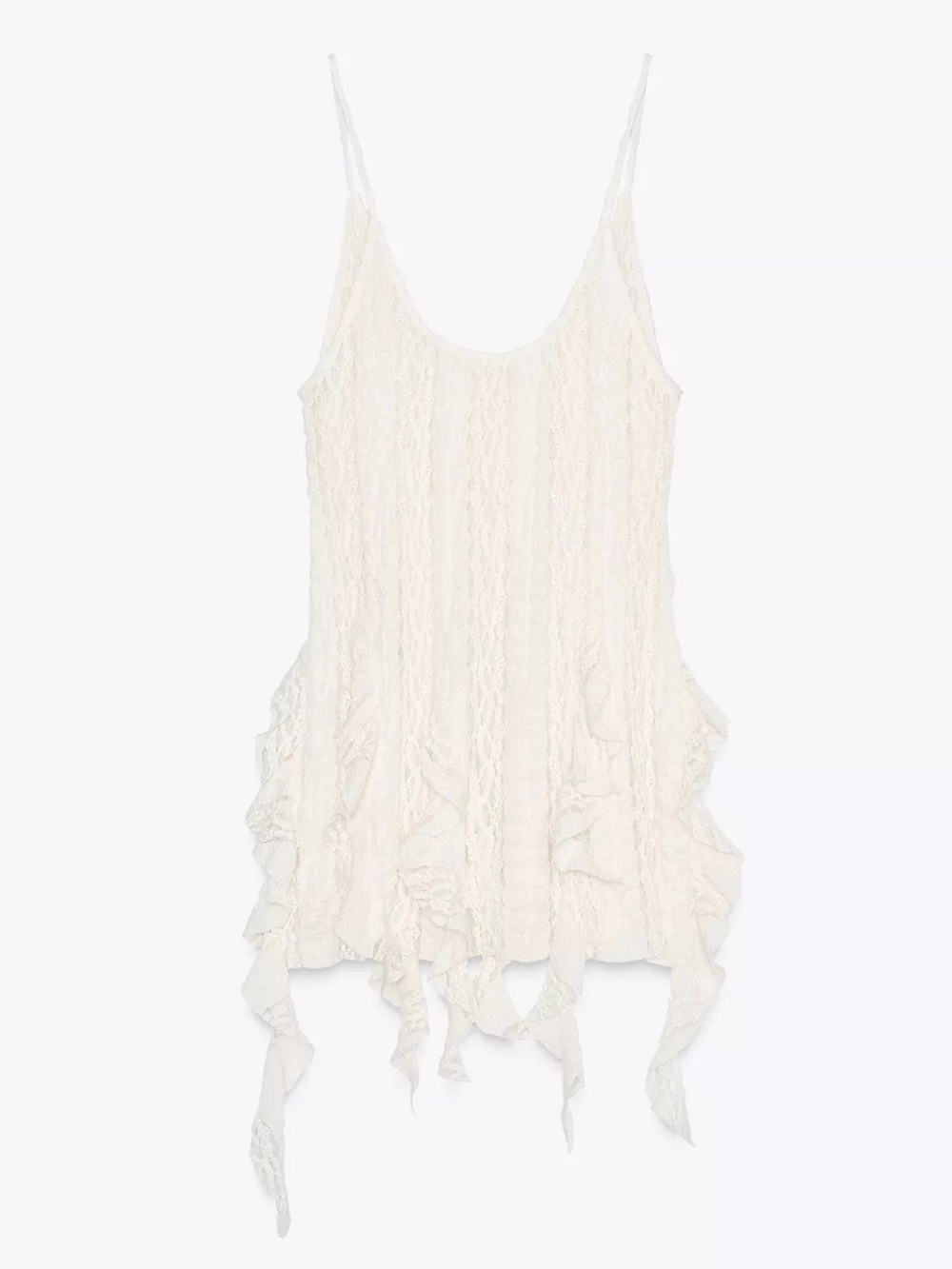 Zara Ivory Lace Scalloped Ruffle Set